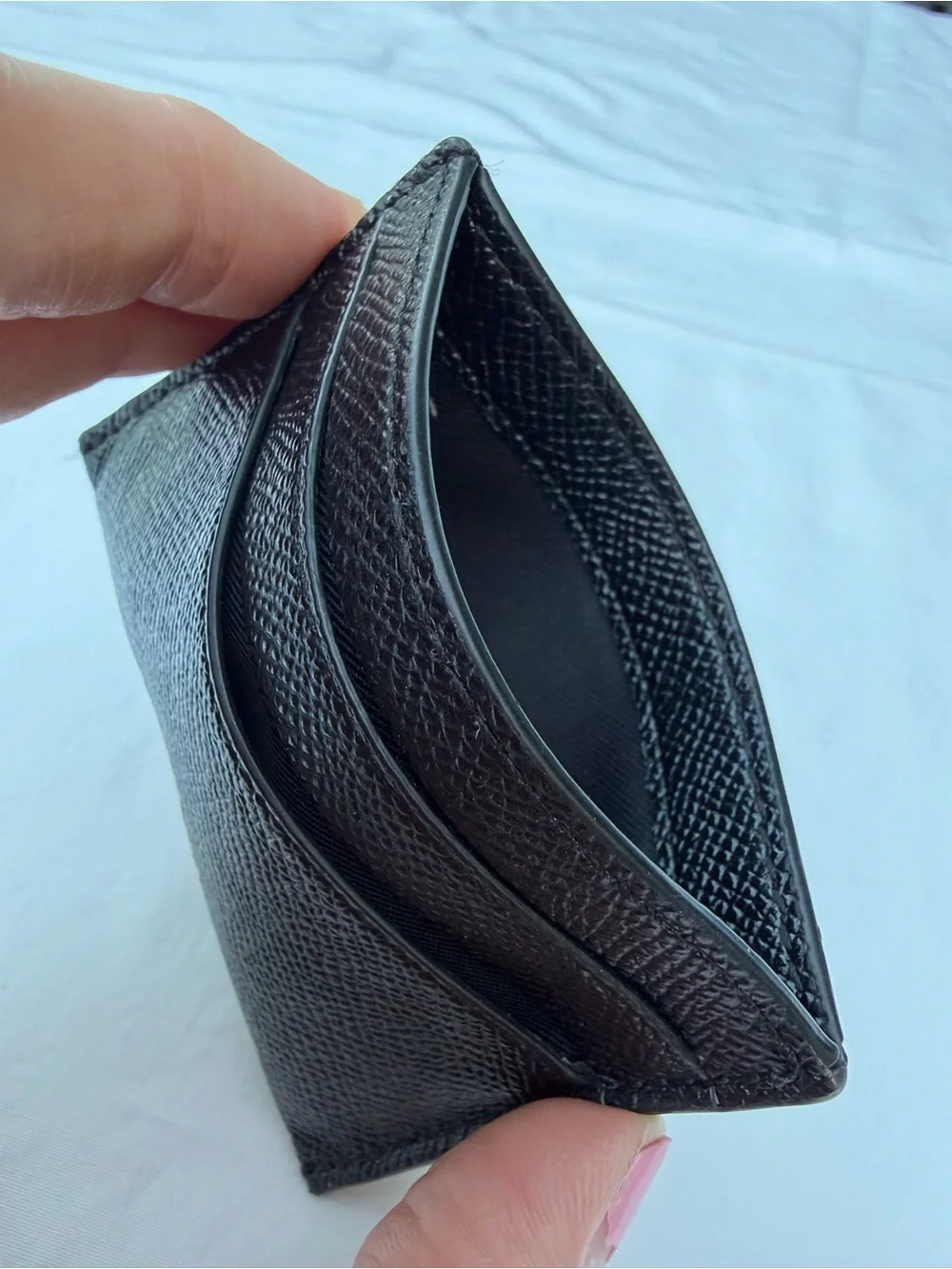Coach Black Textured Leather Card Case with Gold Logo